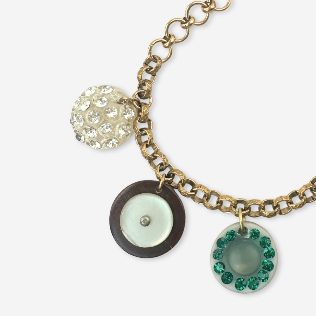 Repurposed vintage mixed button charm bracelet