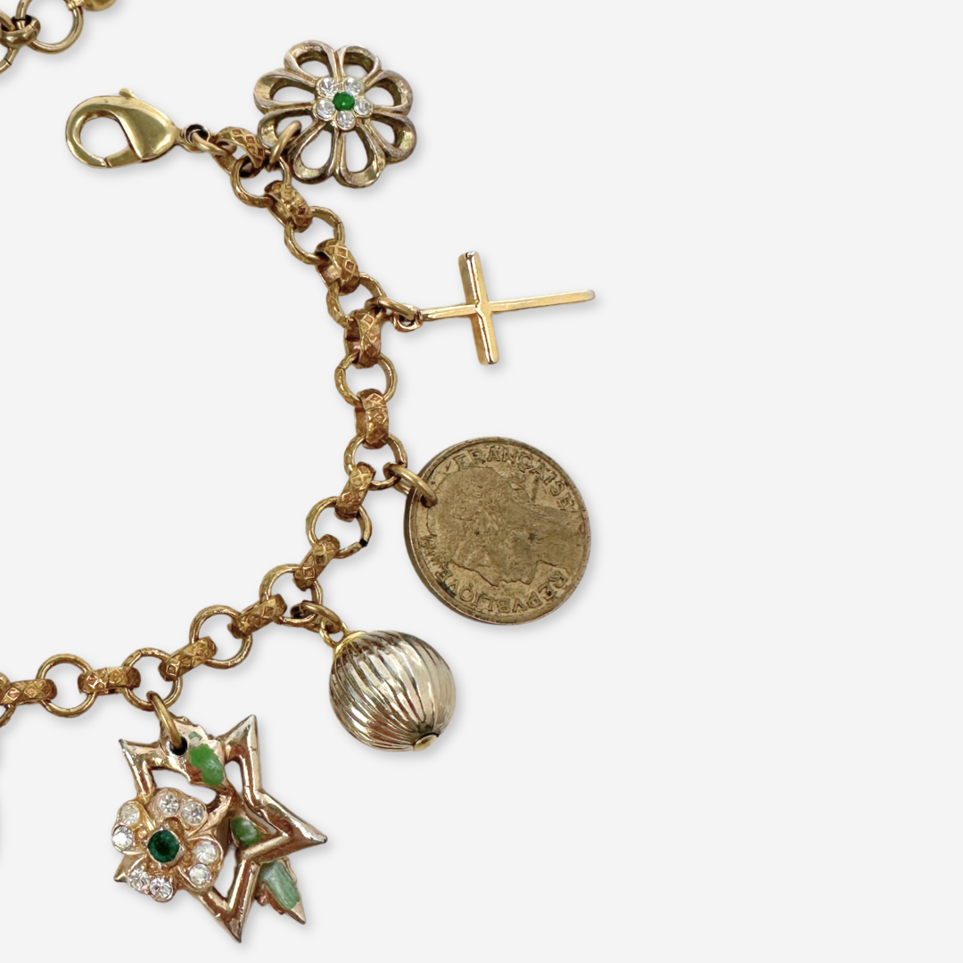 Repurposed vintage mixed charm bracelet
