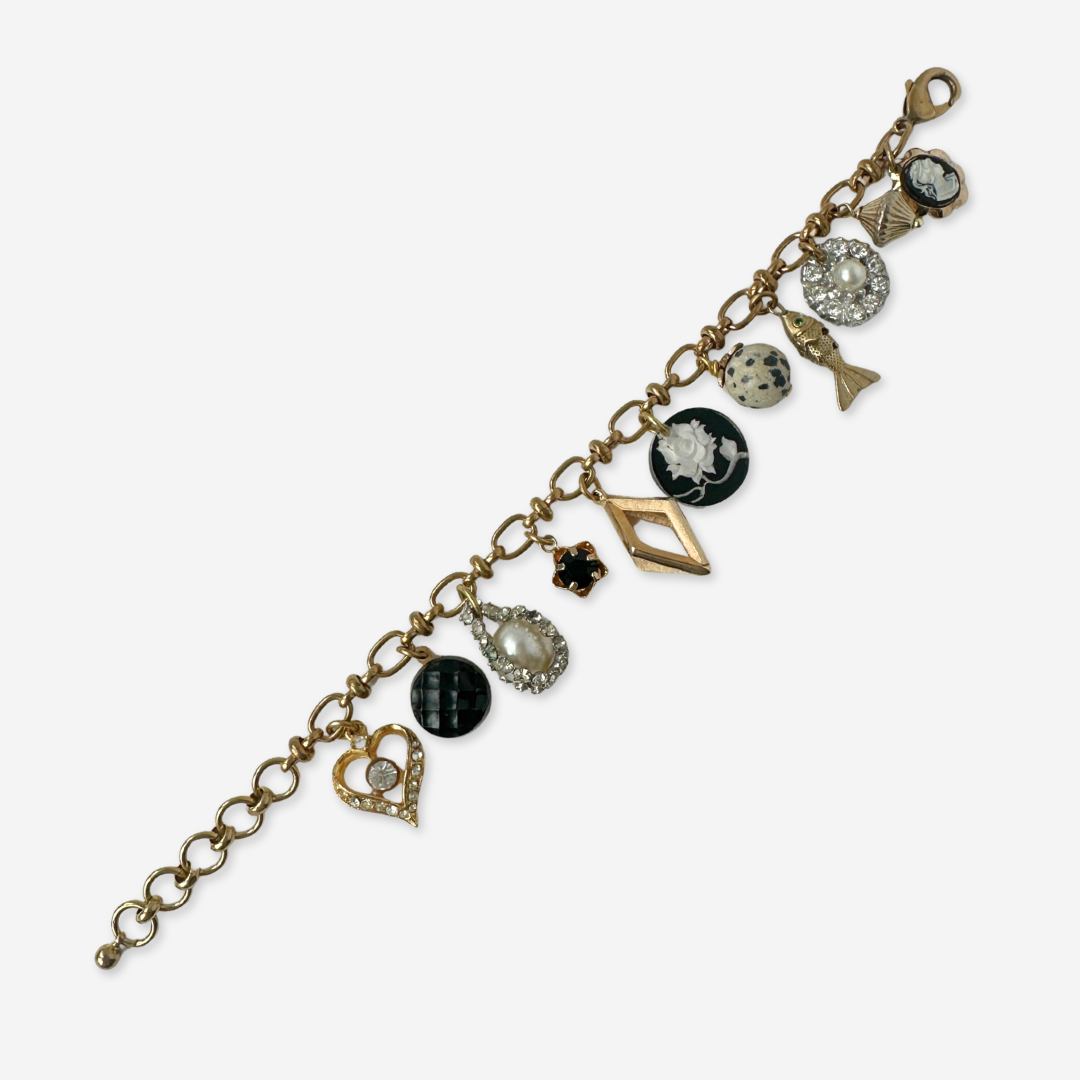 Repurposed vintage mixed charm bracelet