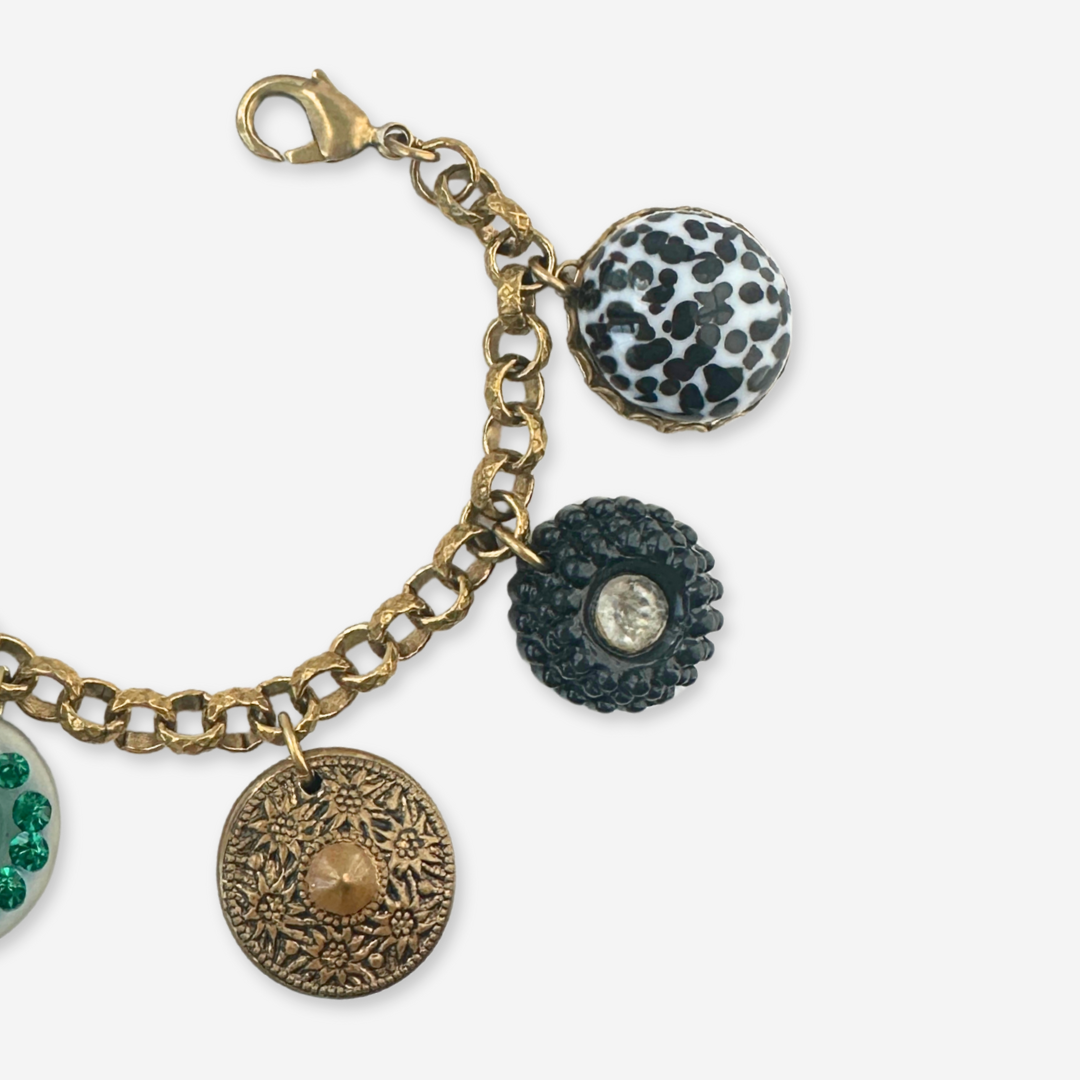 Repurposed vintage mixed button charm bracelet