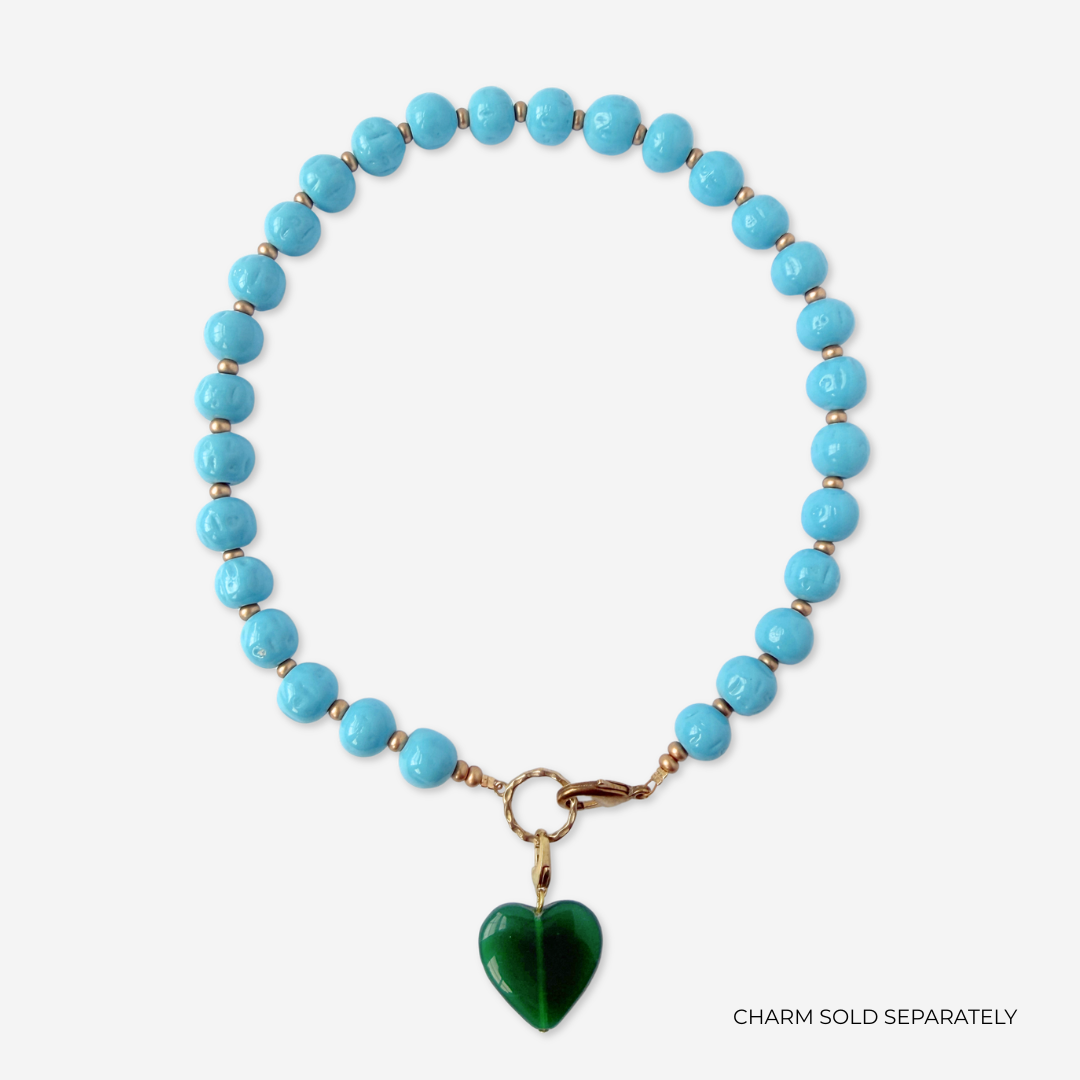 Vintage Japanese Baroque Glass beaded necklace: Turquoise