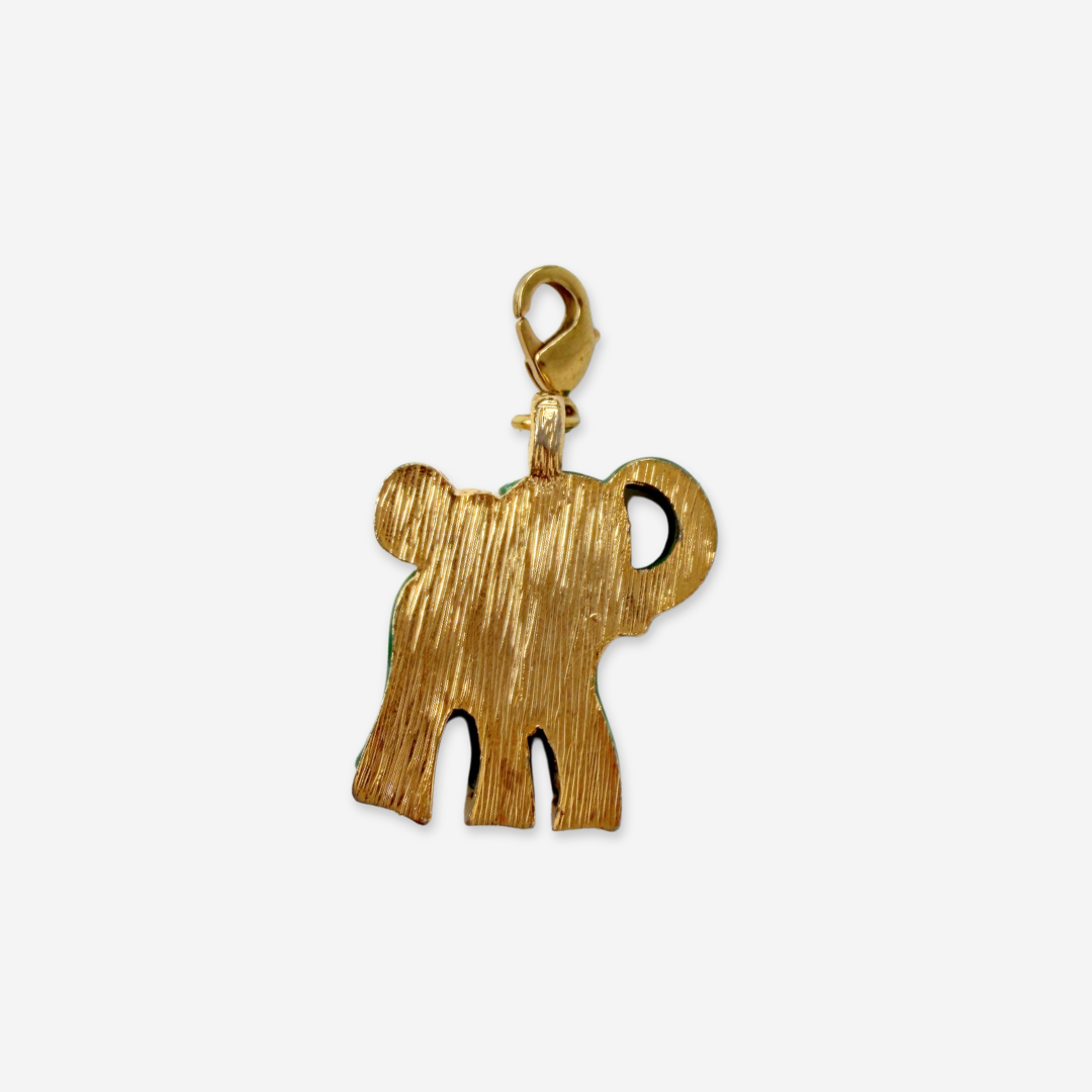 Vintage green and gold chunky elephant charm