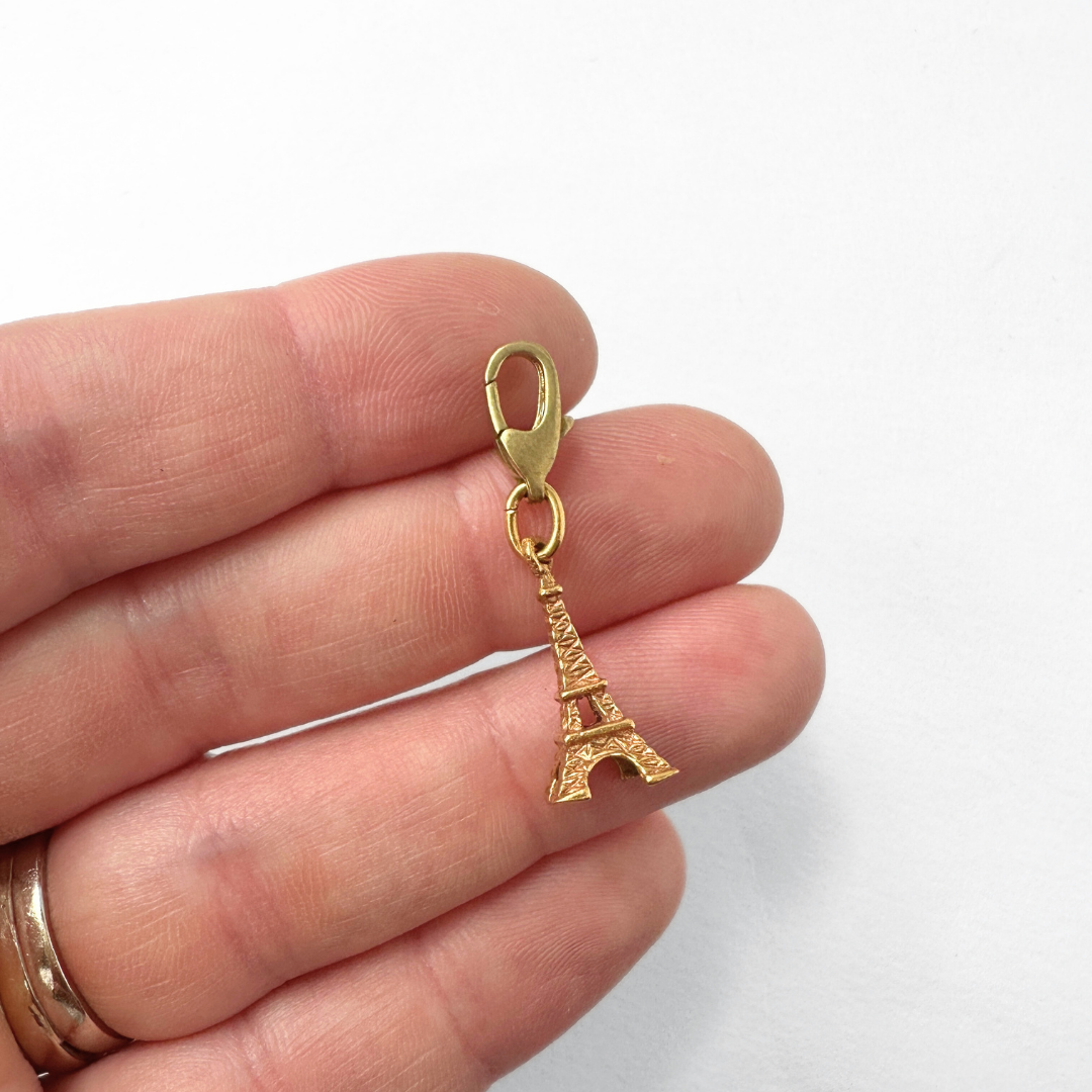 Small vintage gold tone Eiffel tower charm