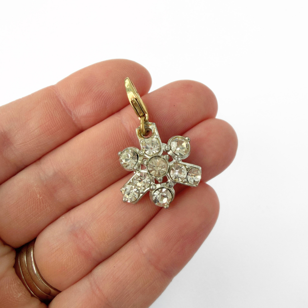 Vintage clear rhinestone charm pendant