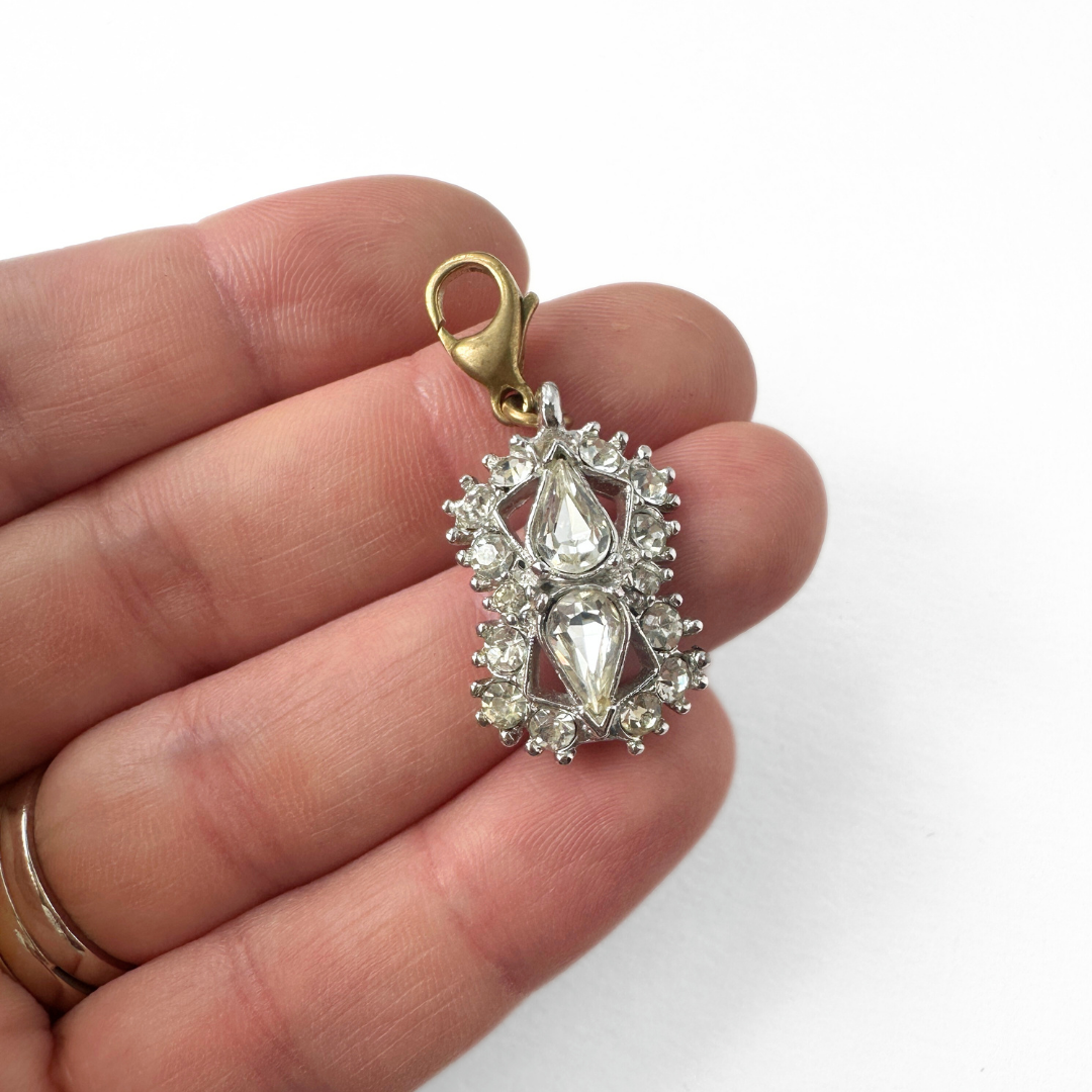 Vintage clear rhinestone decorative charm pendant