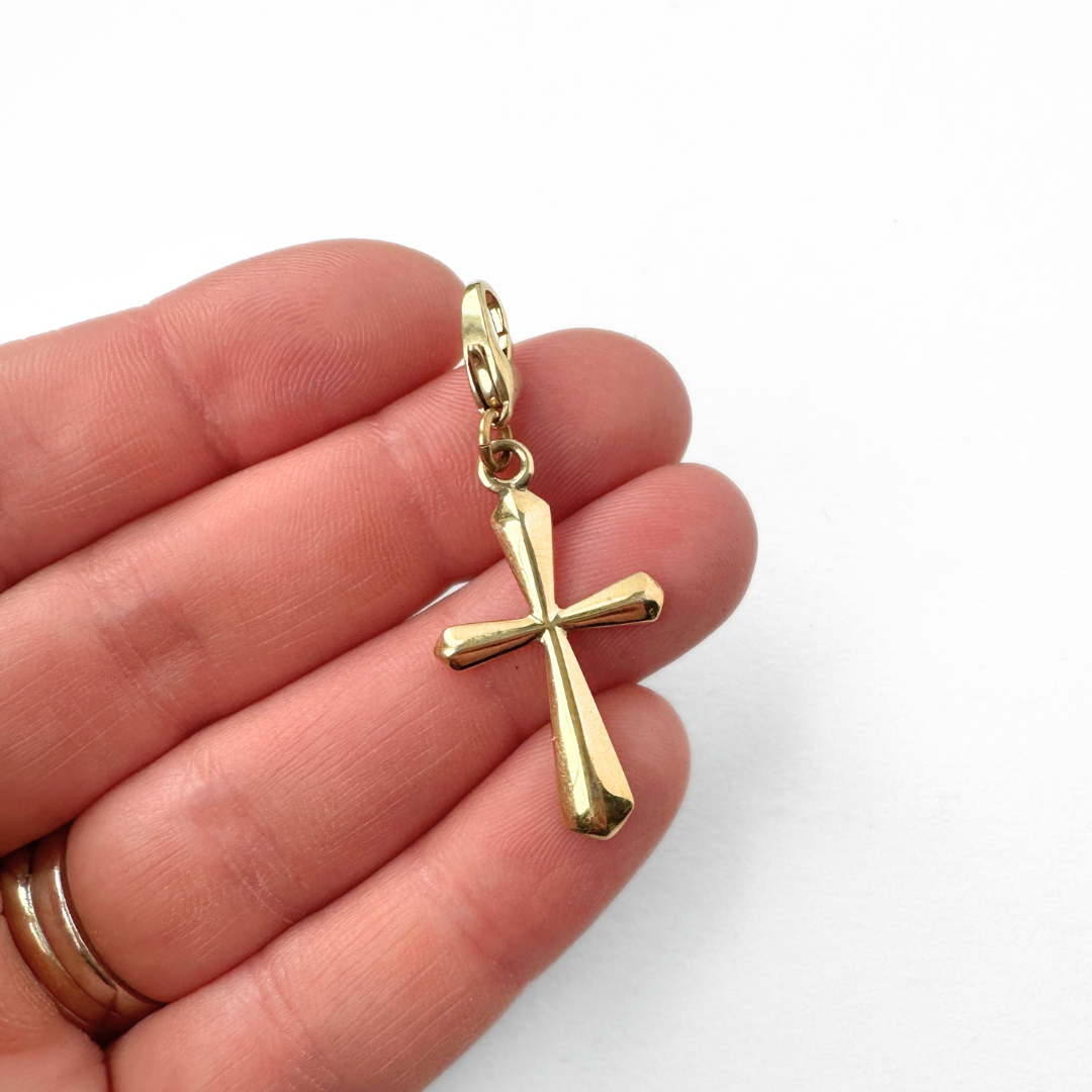 Vintage gold plated plain cross charm