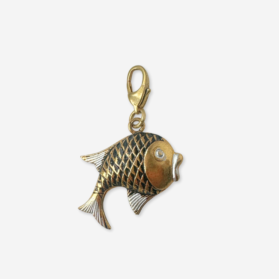 Vintage mixed metal fish charm pendant