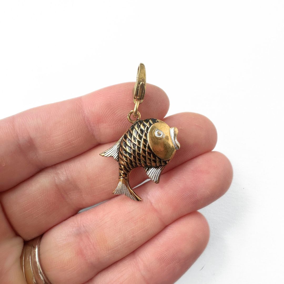 Vintage mixed metal fish charm pendant