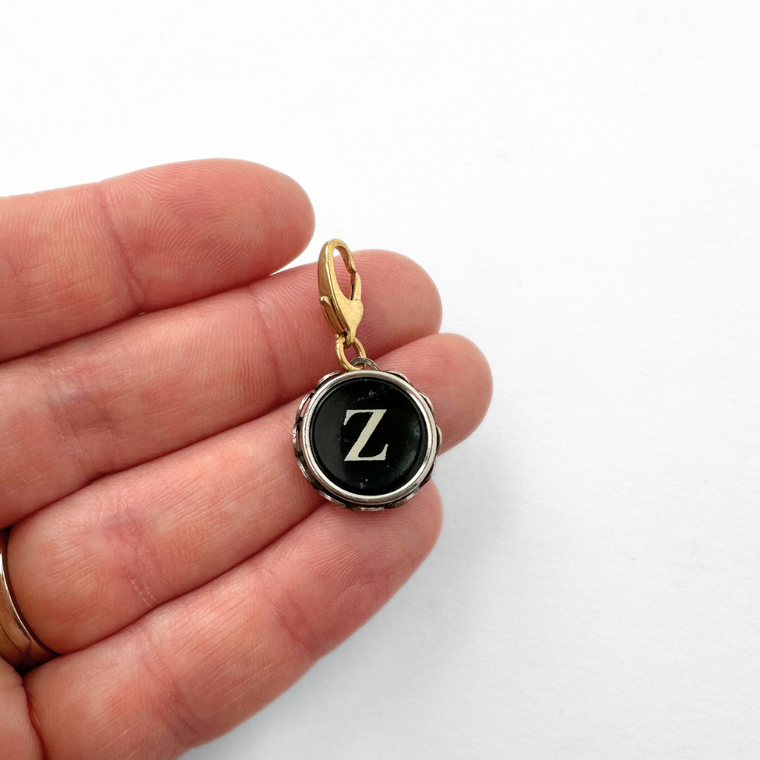 Vintage letter "Z" black typewriter key charm