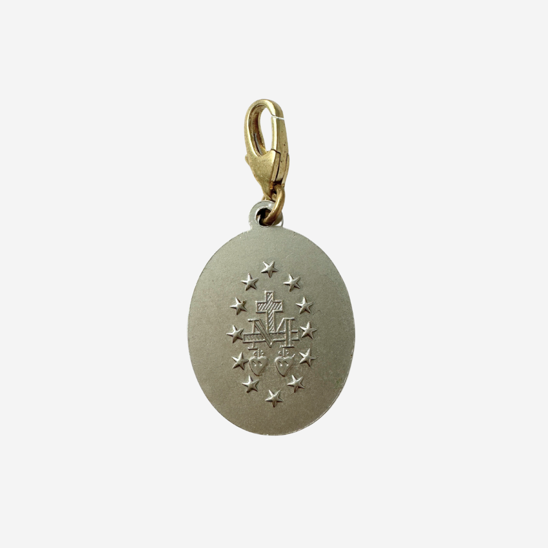 Vintage gold and silver Miraculous Medal oval charm