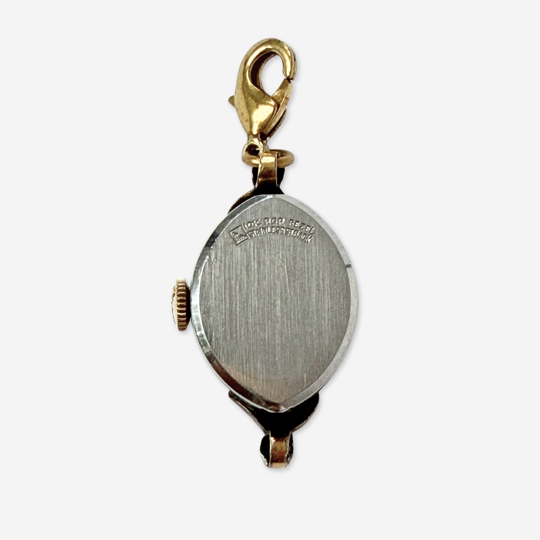 Vintage gold tone "Elgin" watch face charm