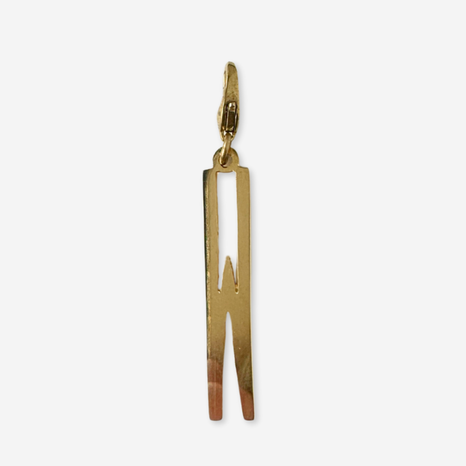 Vintage gold plated elongated "W" monogram charm