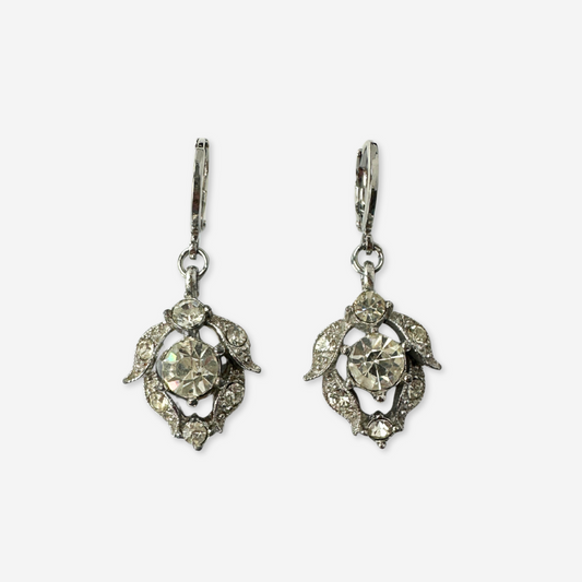 Refashioned vintage clear rhinestone drop earring