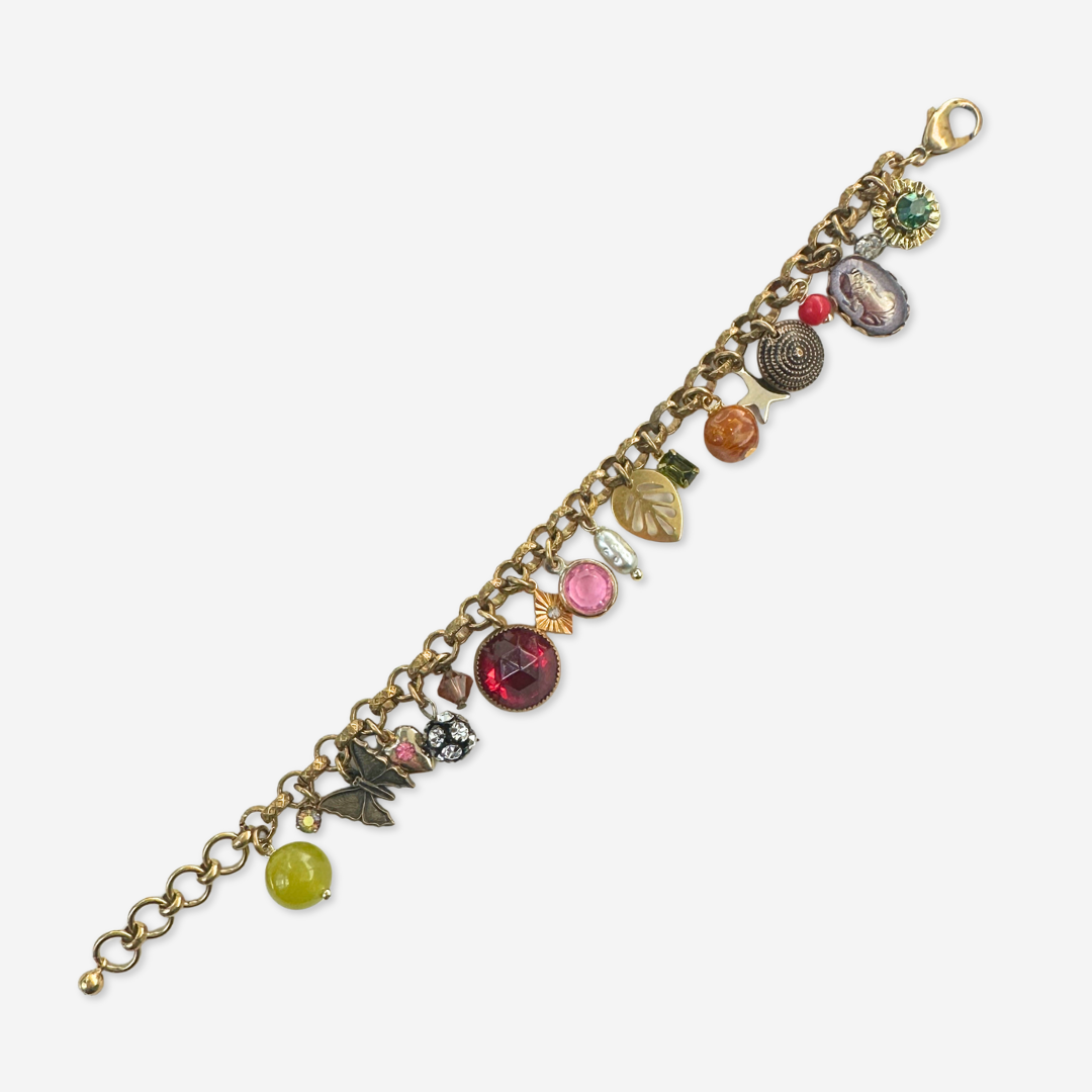 Repurposed vintage mixed charm bracelet