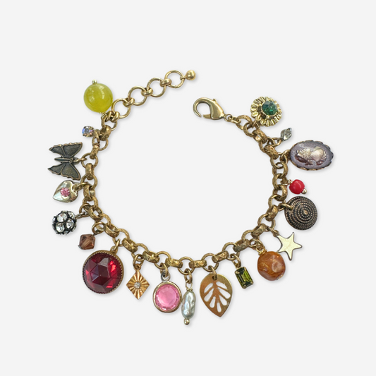 Repurposed vintage mixed charm bracelet