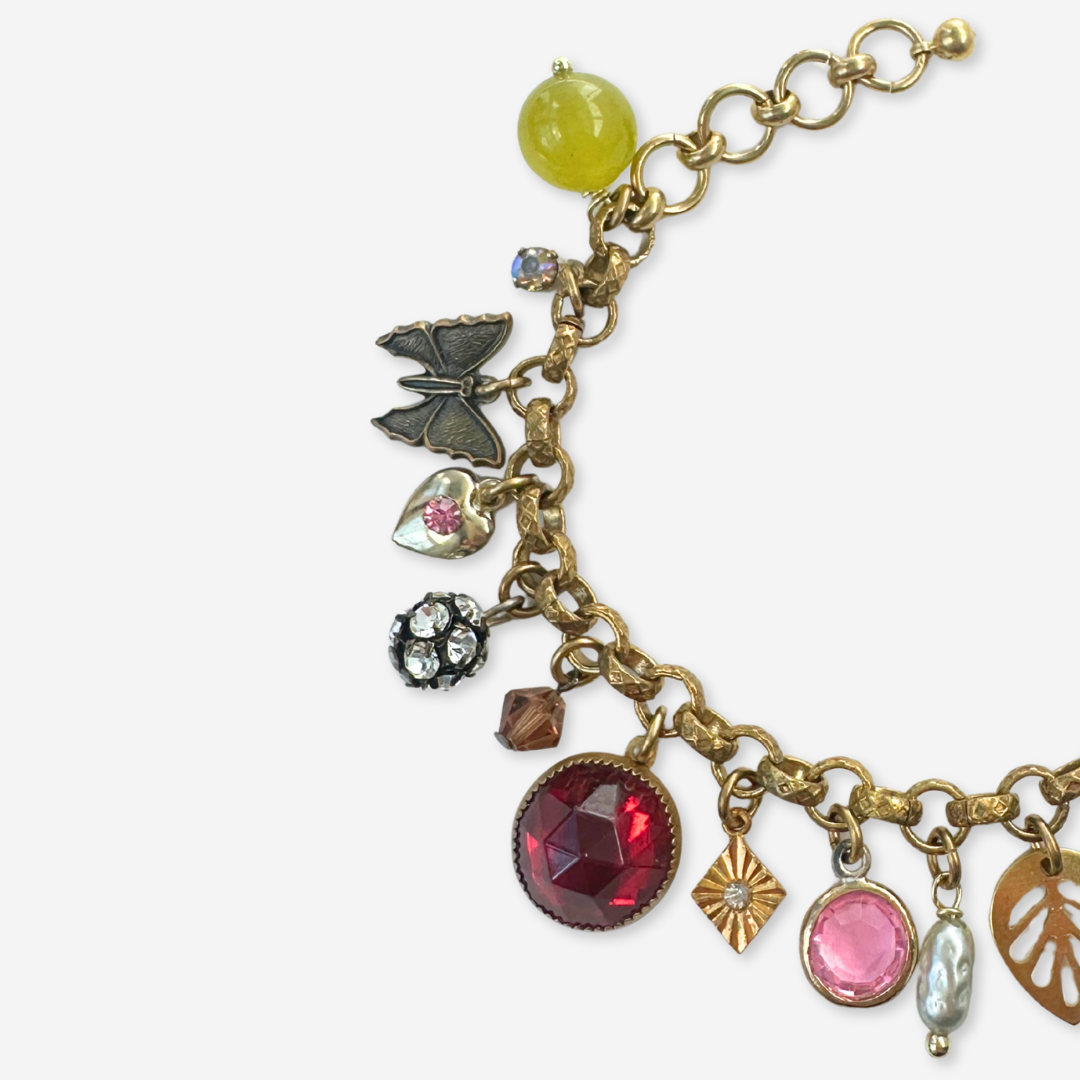 Repurposed vintage mixed charm bracelet