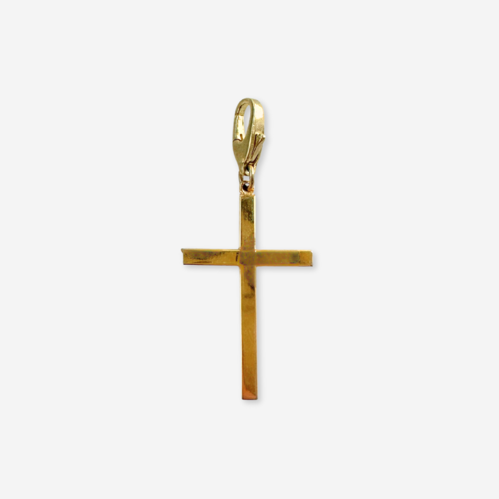 Vintage gold tone plain cross charm