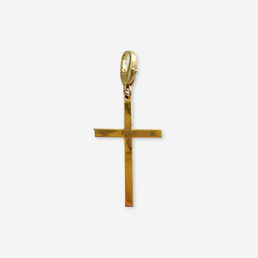 Vintage gold tone plain cross charm