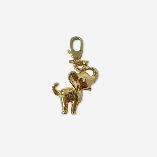 Vintage gold tone small elephant charm pendant