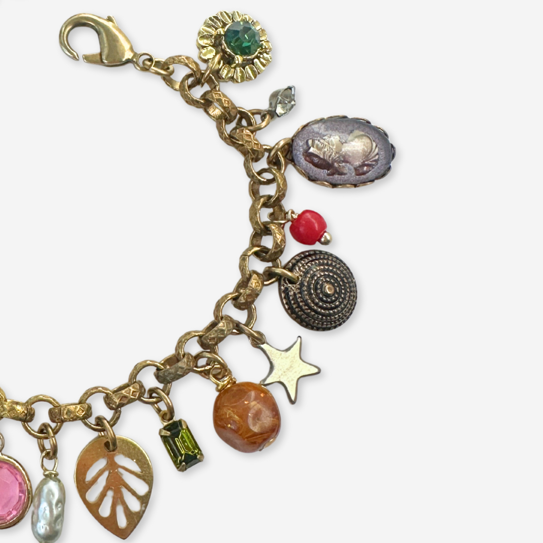 Repurposed vintage mixed charm bracelet