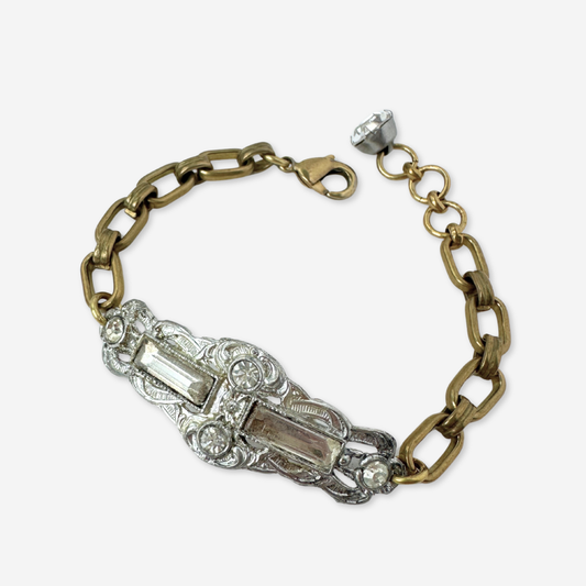 Repurposed vintage art deco clear rhinestone bracelet