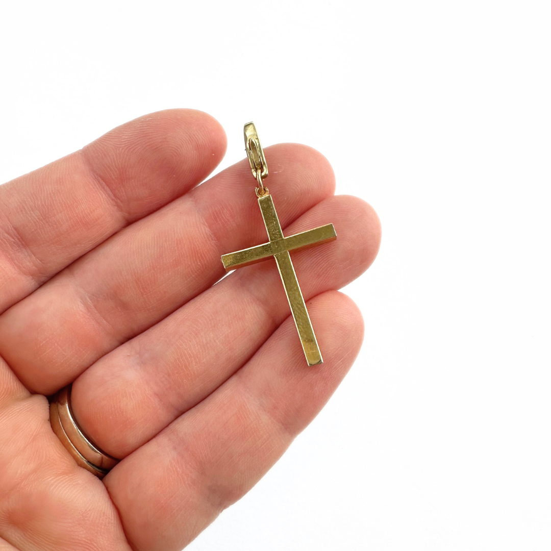Vintage gold tone plain cross charm