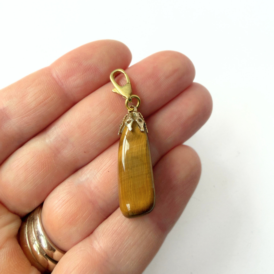 Vintage tigers eye stone drop charm
