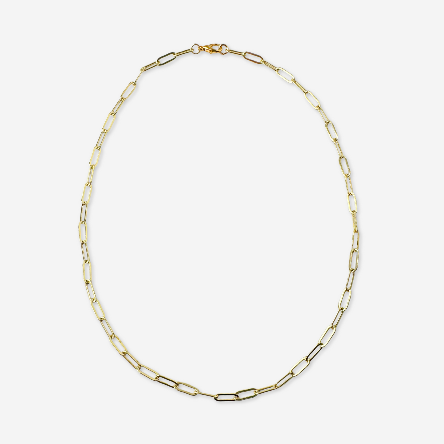 Gold plated paperclip oval link blank chain