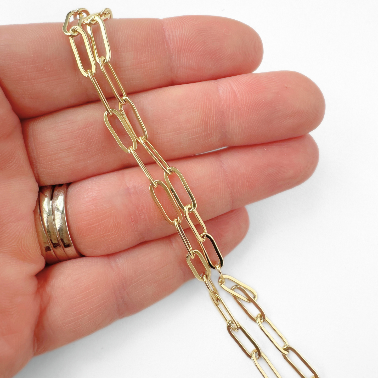 Gold plated paperclip oval link blank chain