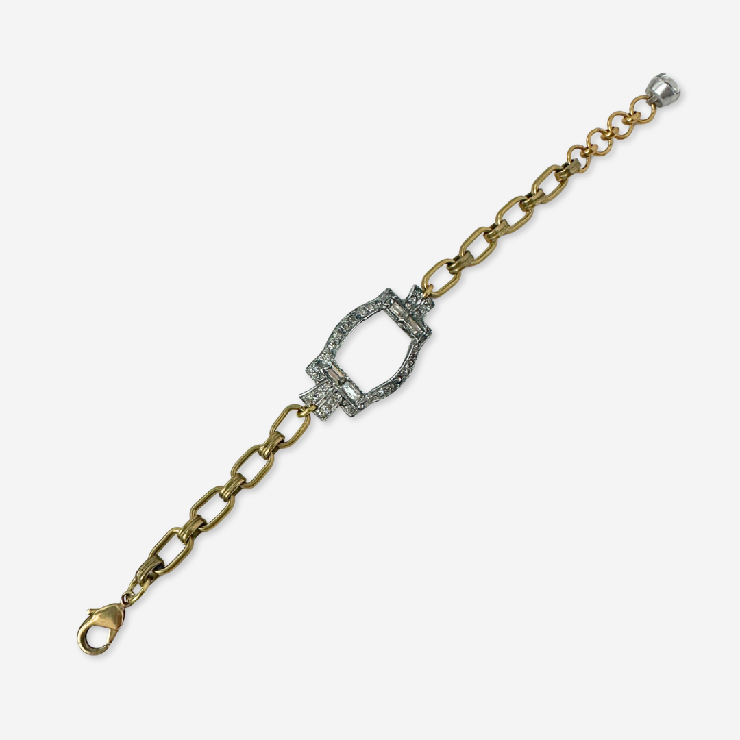 Repurposed vintage art deco rhinestone open buckle bracelet