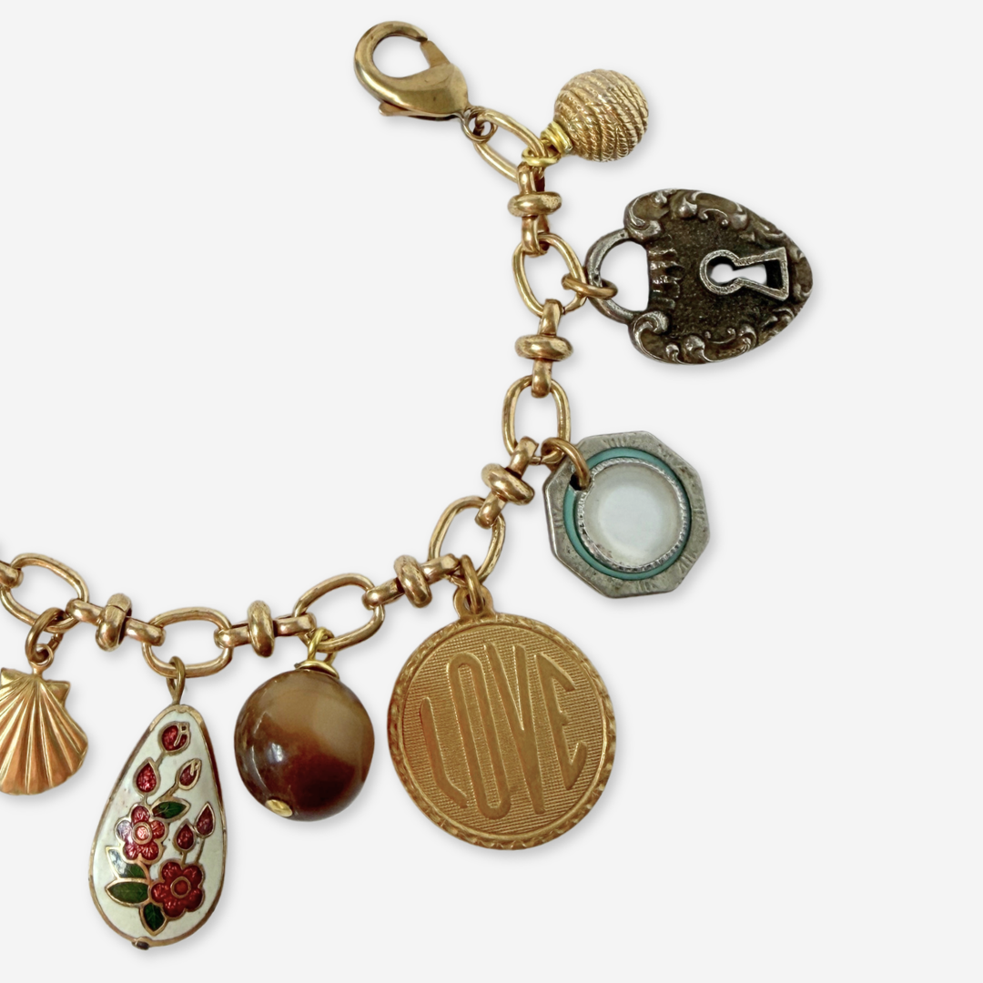 Refashioned vintage mixed charm bracelet
