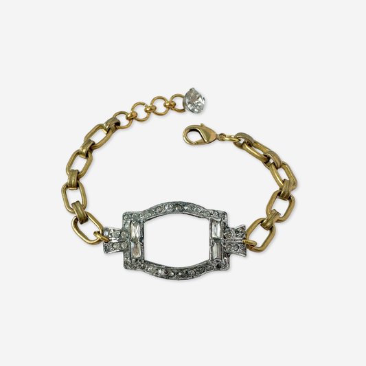 Repurposed vintage art deco rhinestone open buckle bracelet