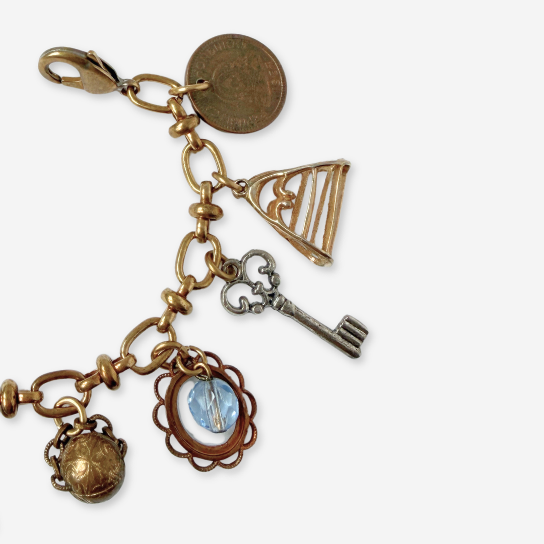 Repurposed vintage mixed charm bracelet
