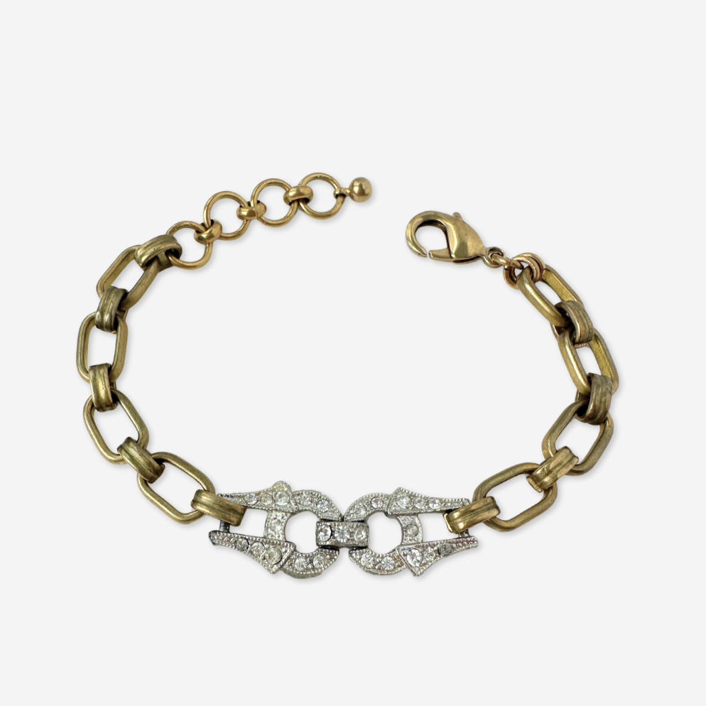 Petite refashioned vintage clear rhinestone link bracelet