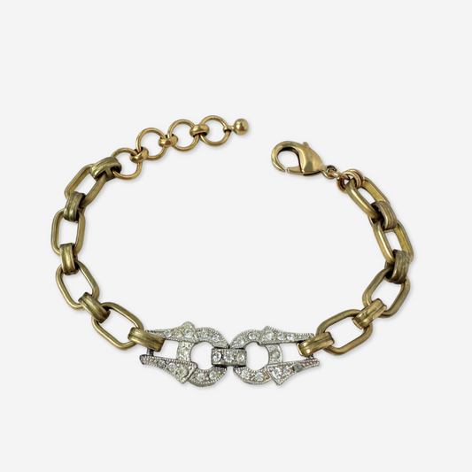Petite refashioned vintage clear rhinestone link bracelet