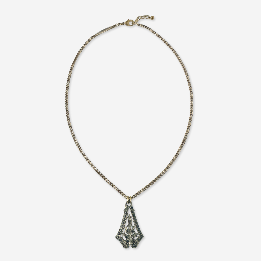Refashioned vintage rhinestone art deco pendant on thin chain