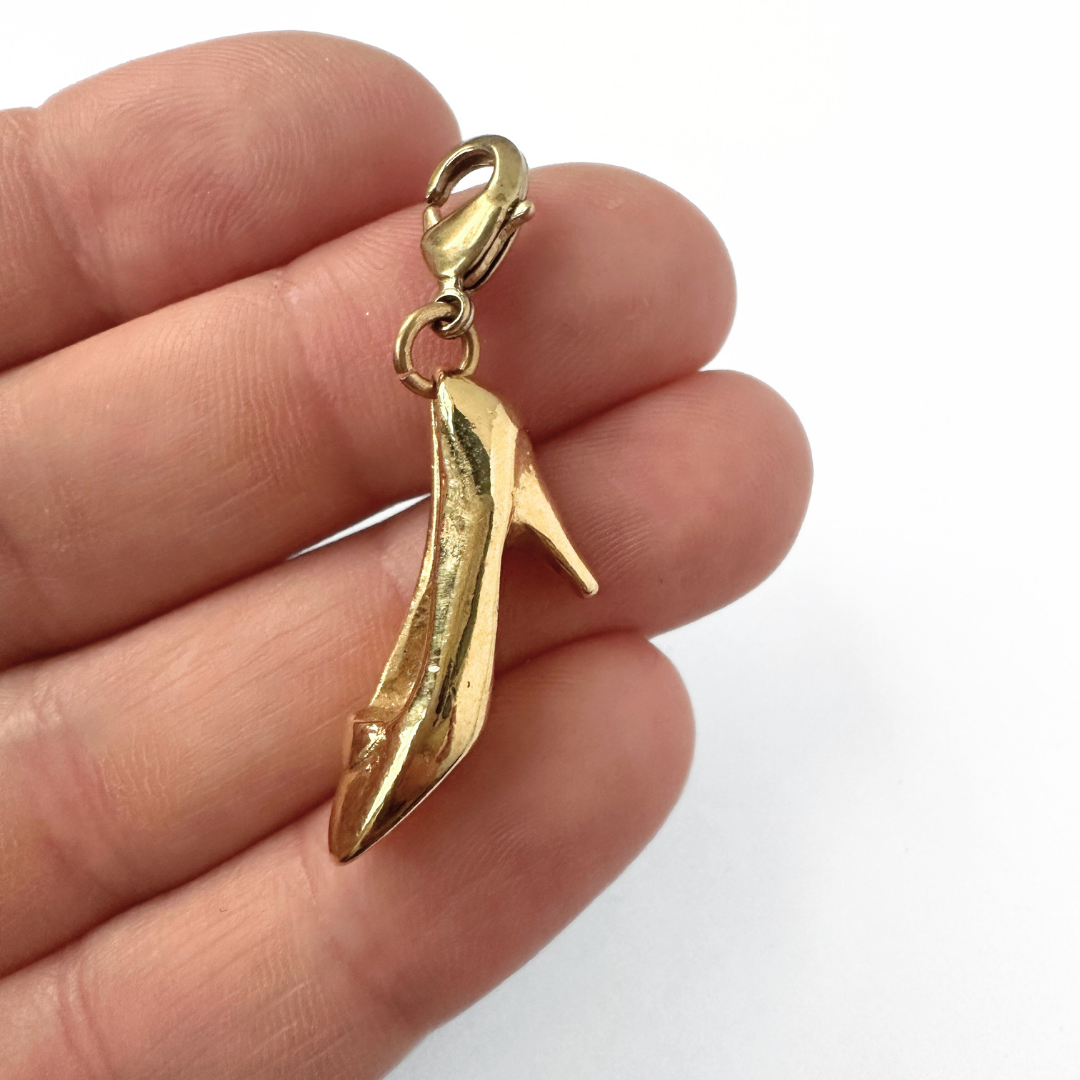 VIntage gold plated high heel shoe charm