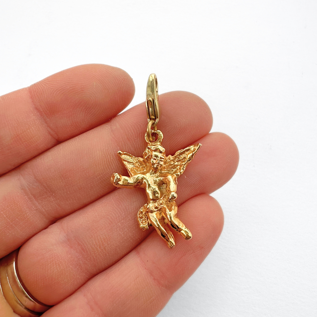 Vintage gold plated cherub angel charm