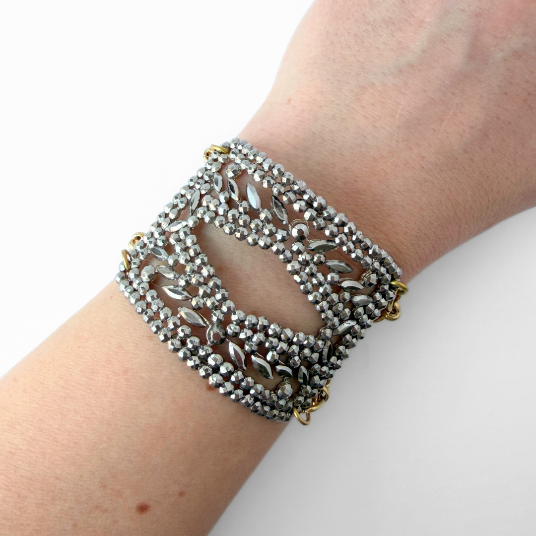 Repurposed Vintage French steel cut shoe buckle bracelet