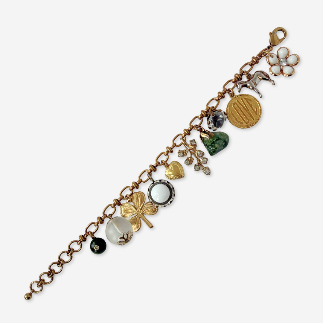Repurposed vintage mixed charm bracelet