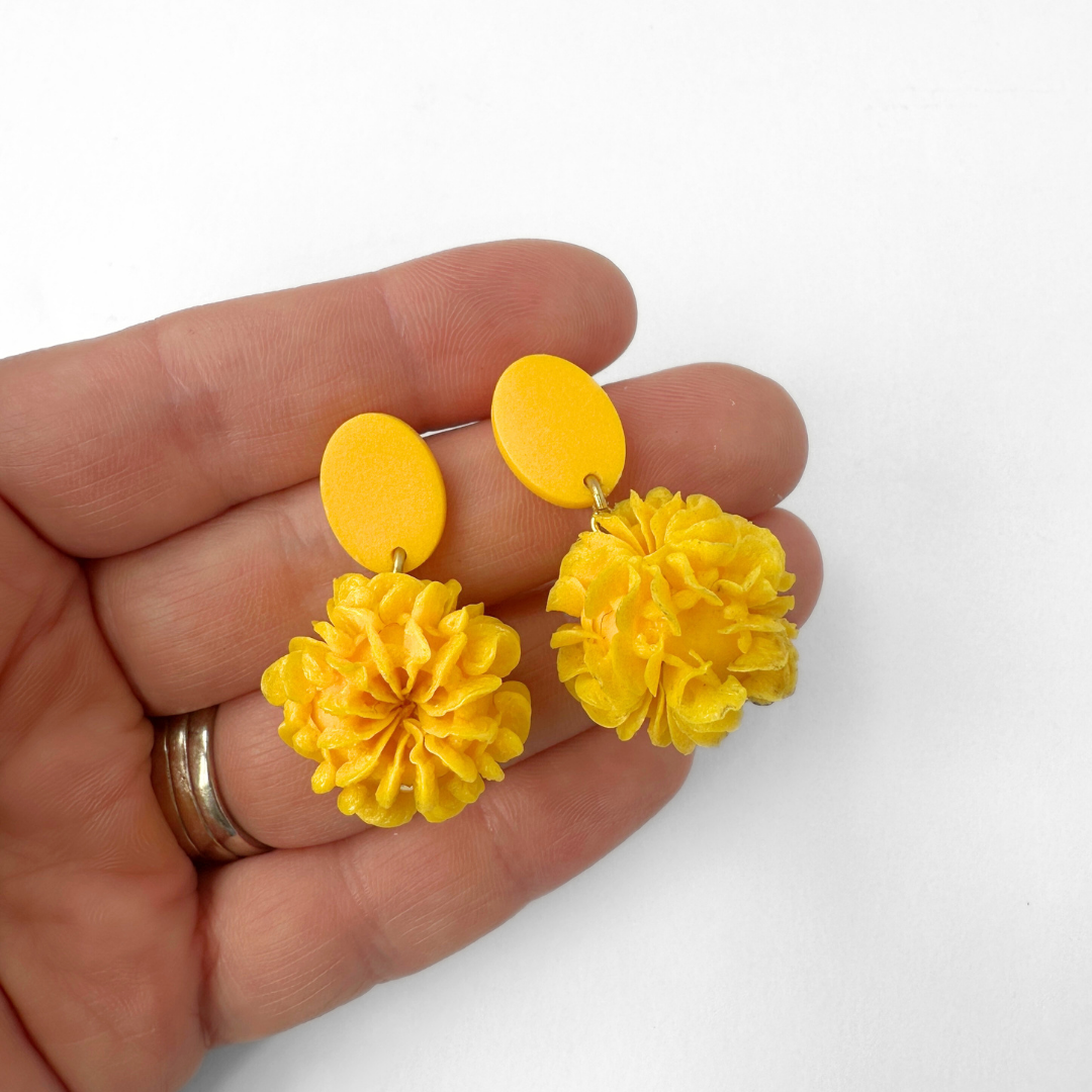 Refashioned vintage yellow funky dimensional bead earrings