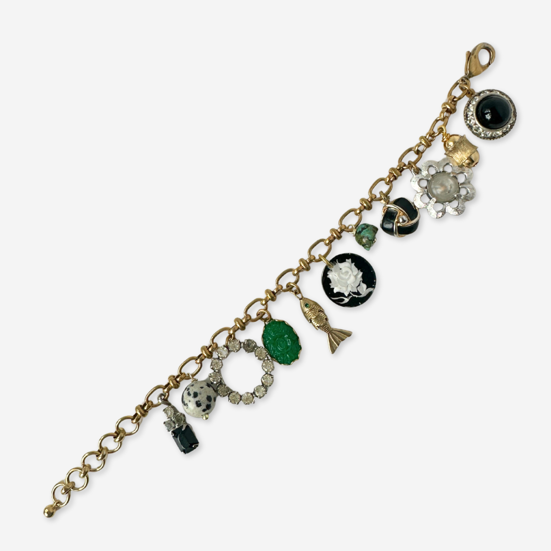 Repurposed vintage mixed charm bracelet