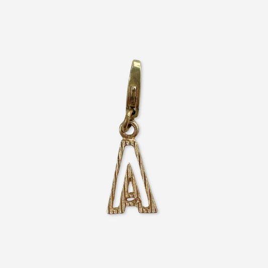 Small vintage gold tone cutout "A" monogram charm