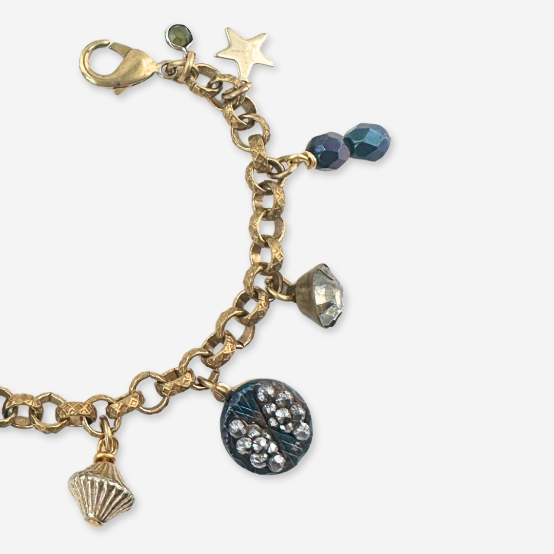 Repurposed vintage mixed charm bracelet