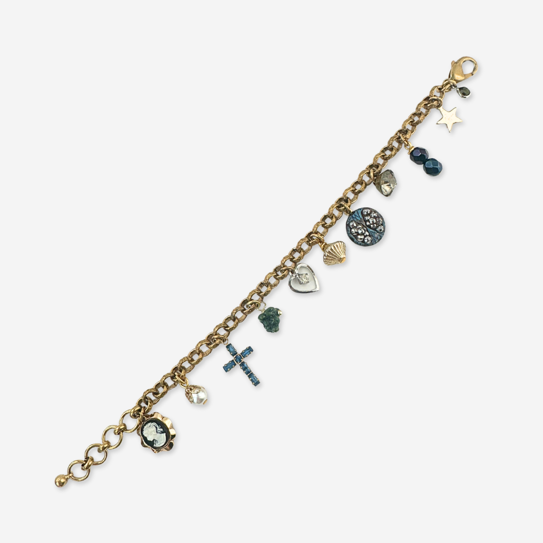 Repurposed vintage mixed charm bracelet