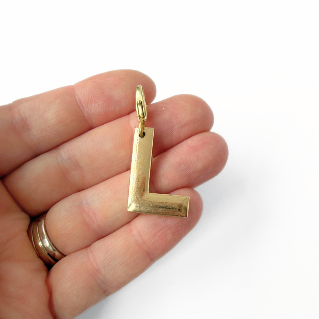 Vintage shiny gold letter "L" monogram charm
