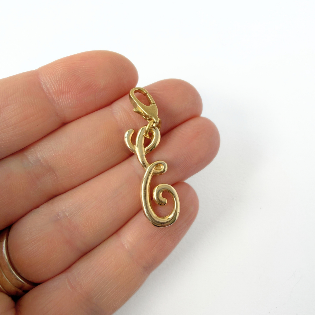 Refashioned vintage gold plated letter "E" charm