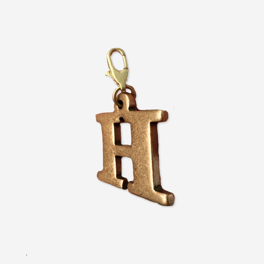 Chunky bronze letter "H" charm