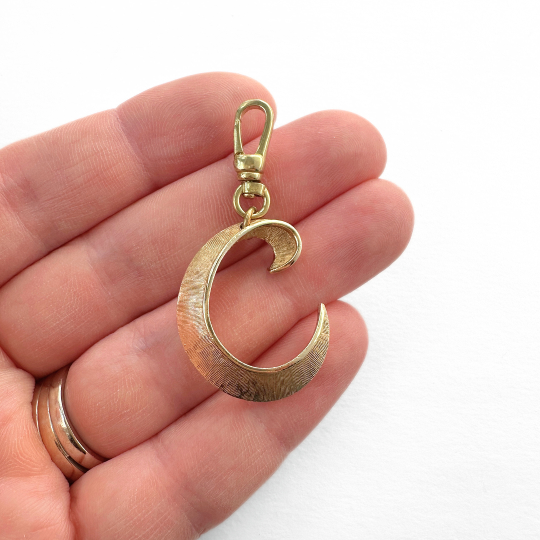 Large vintage matte gold  "C" monogram charm