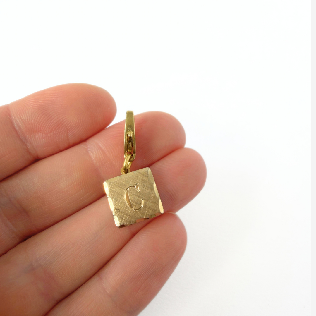 Small vintage gold square "C"monogram charm